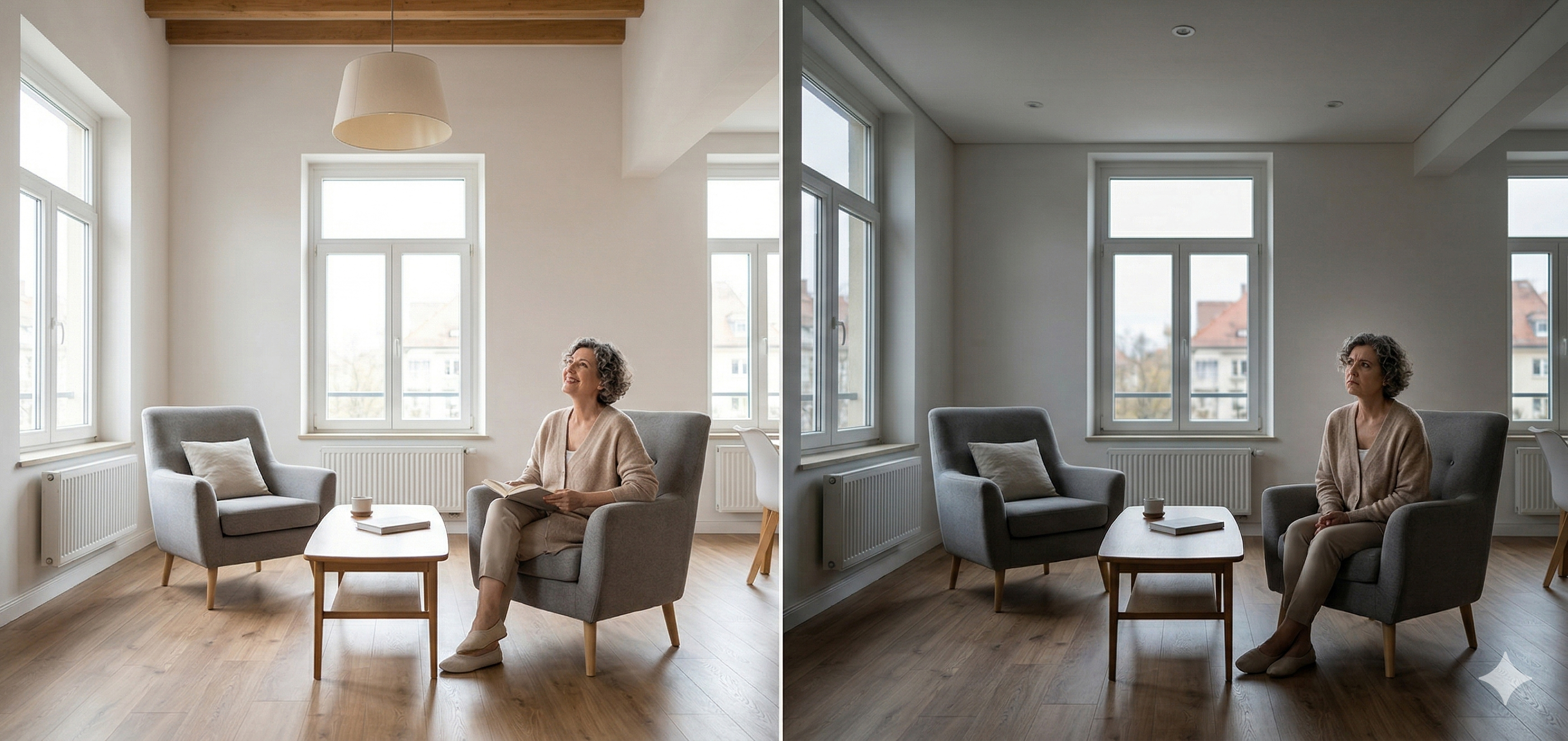 天井高2.7mの開放感あるマンションリビング:体感面積を広げる仕様